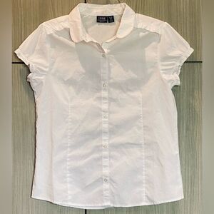 Izod Ruffled Collared Button Up Blouse Youth XL